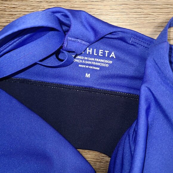 Athleta size M Bandeau Swim Top Blue 3-Tone Strap Bra - Picture 3 of 4